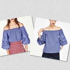 Zara puff sleeve off the shoulder top